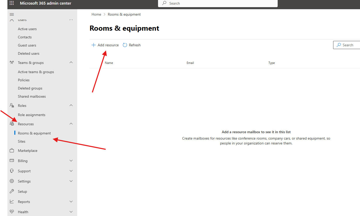 How to add room mailbox in O365