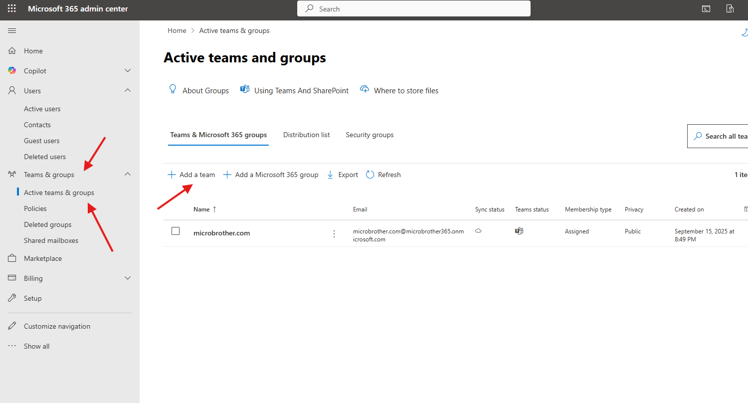 Team in O365