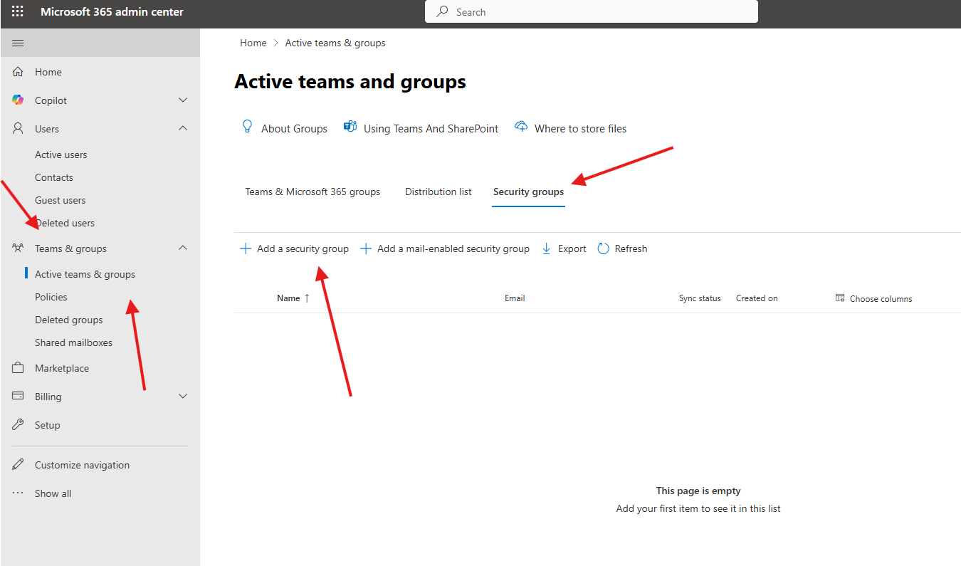 security group in O365