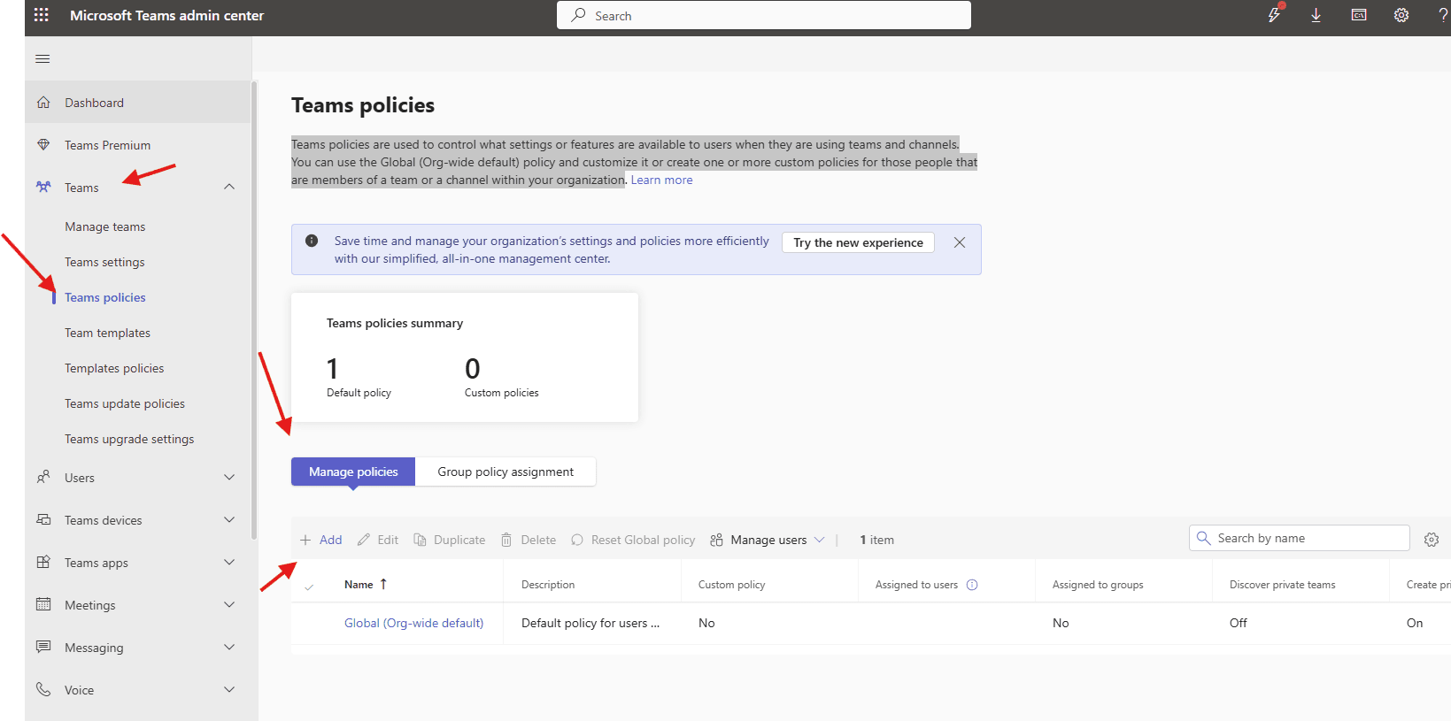 How to create Teams policies using TAC