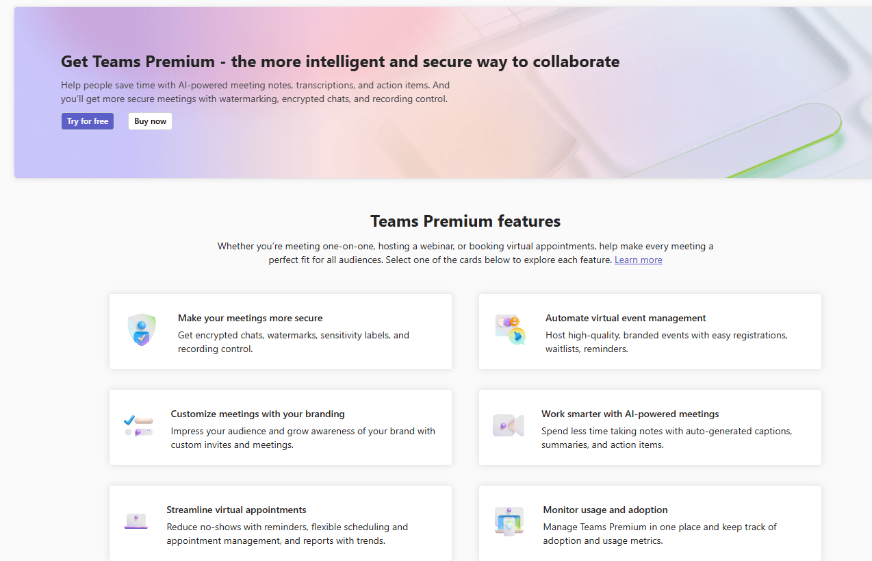 Teams Premium features