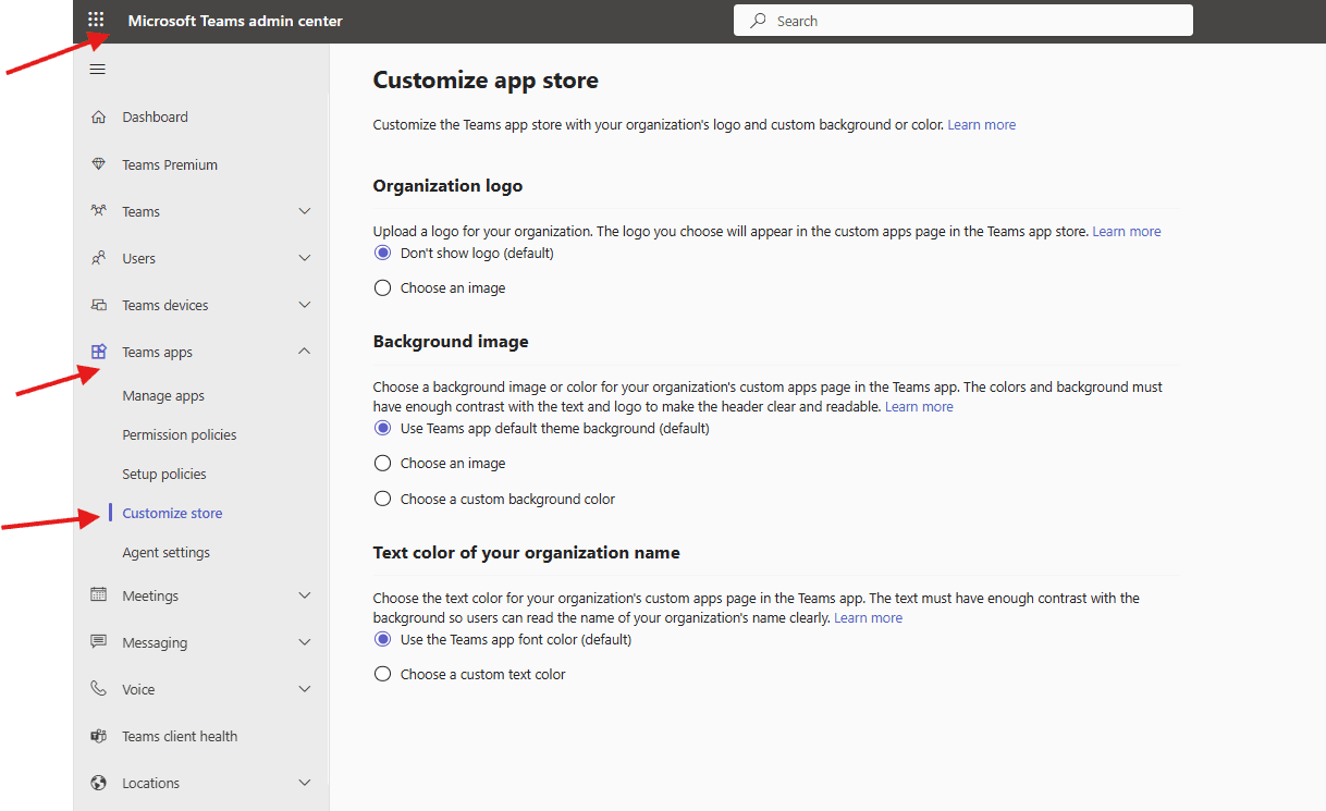 Customize app store and Agent settings in TAC
