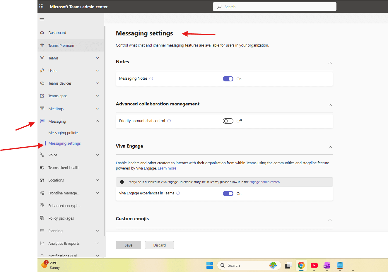 Messaging settings in Microsoft Teams