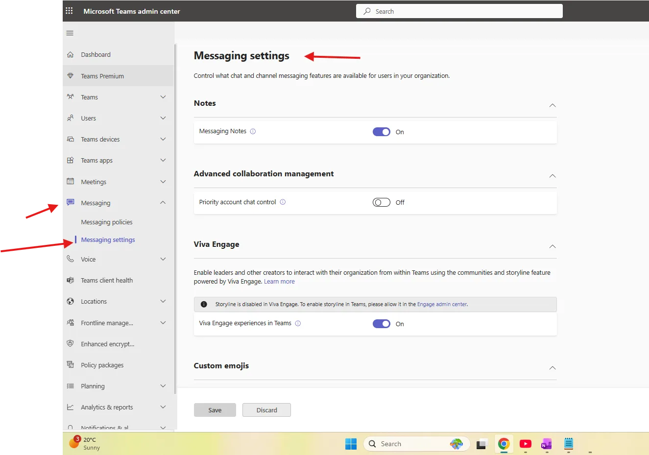 Messaging settings in Microsoft Teams