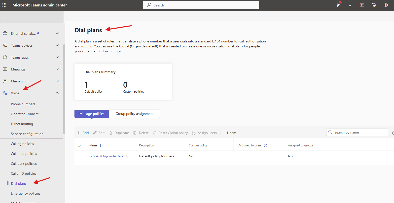 Dial plans in Microsoft Teams