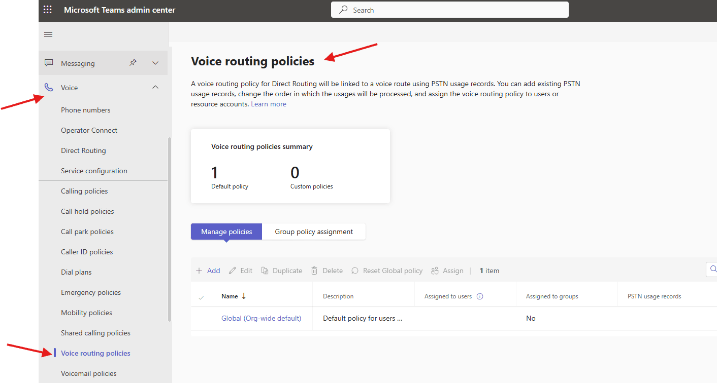 Voice routing policies in Microsoft Teams