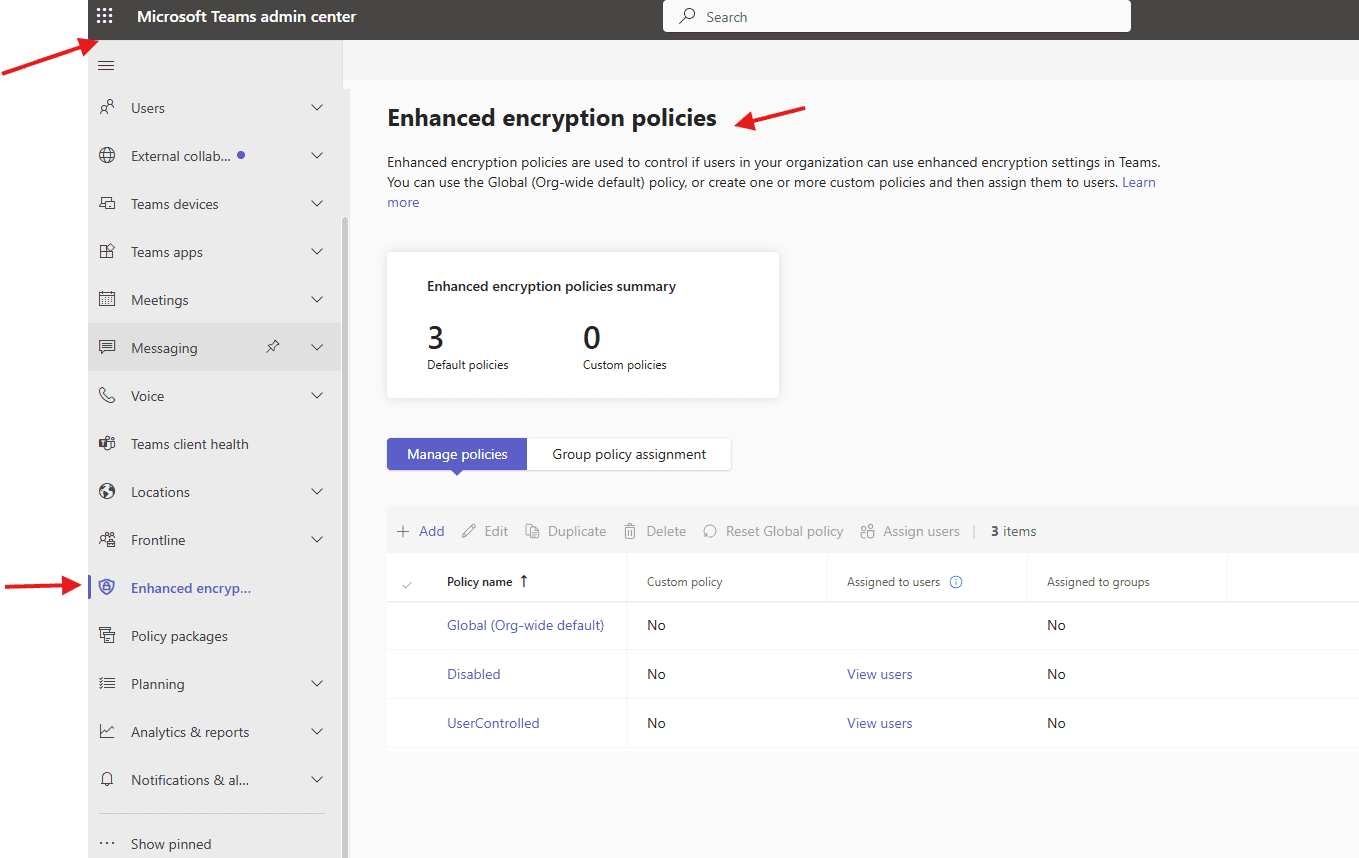 Enhanced encryption policies in Microsoft Teams