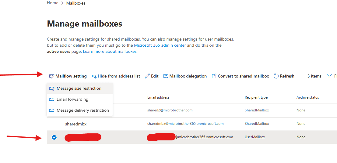 How to manage mailflow setting for a mailbox