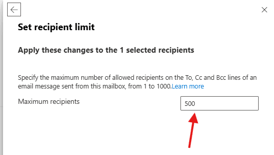 How to set Recipient limit for a Mailbox
