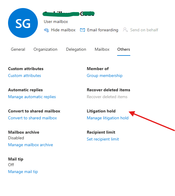How to Manage litigation hold on a mailbox