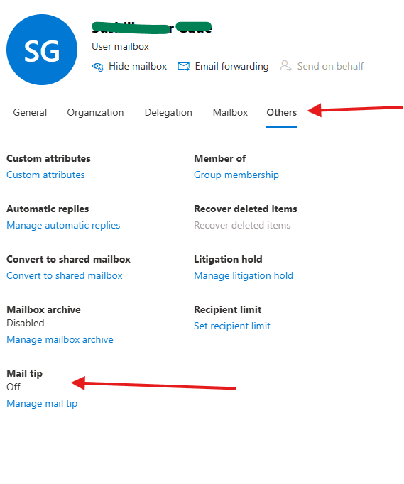 How to Manage Mail tip on a mailbox