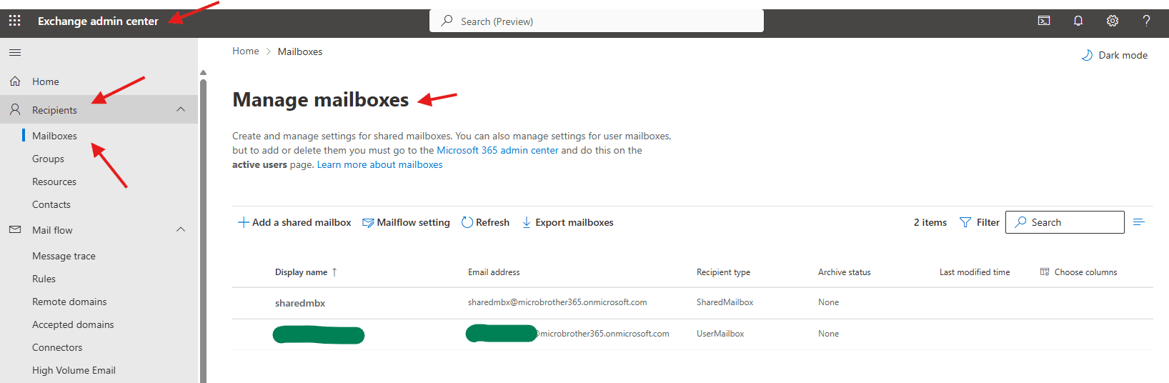 How to add shared mailbox using EXO portal