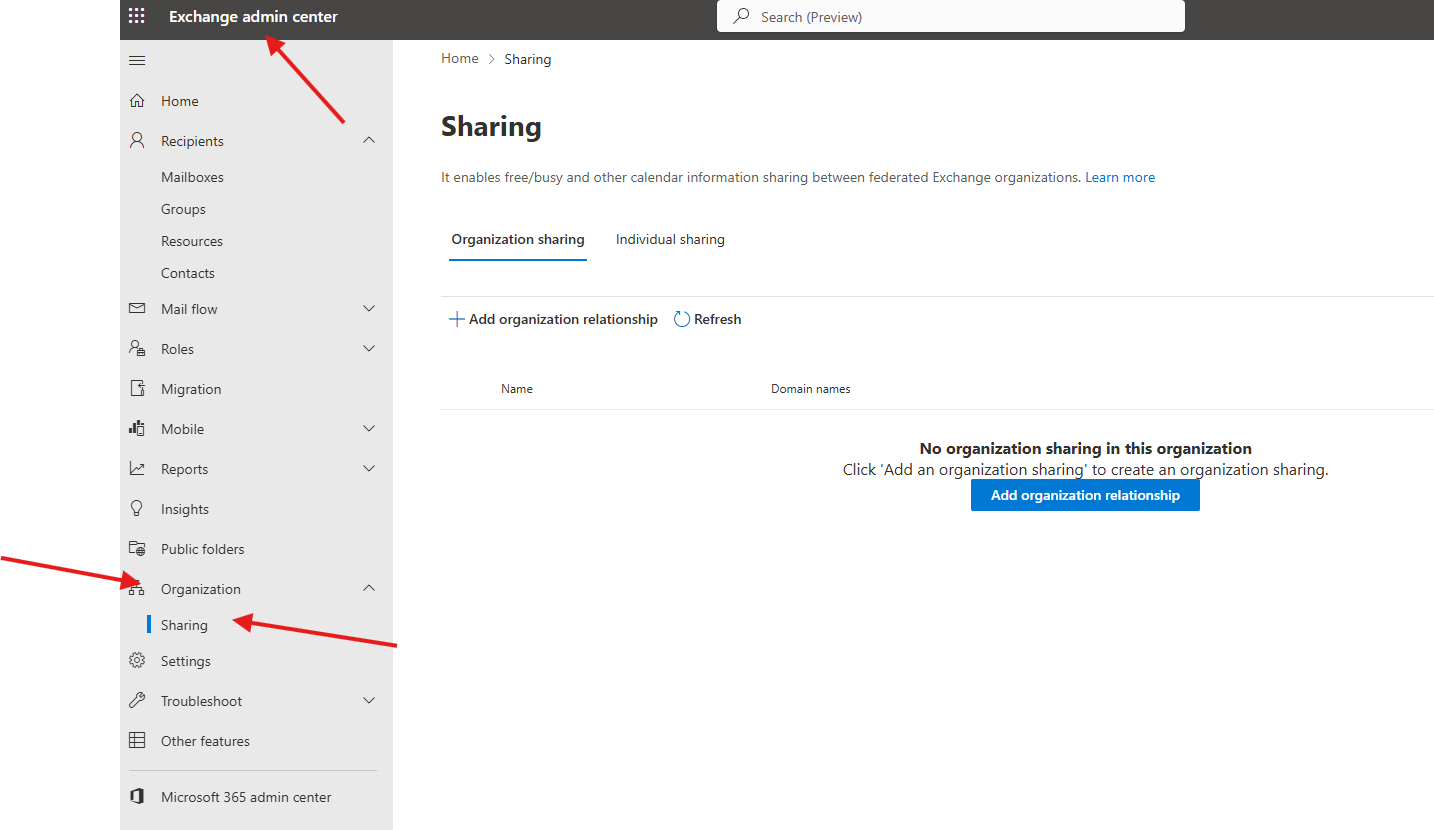 Create a sharing policy in Exchange Online
